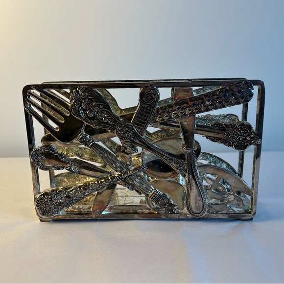 Silver Utensil Design Decorative napkin holder - Picture 3 of 8